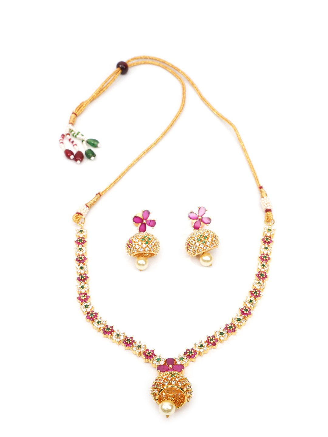 

GRIIHAM Gold-Plated CZ-Studded Jewellery Set