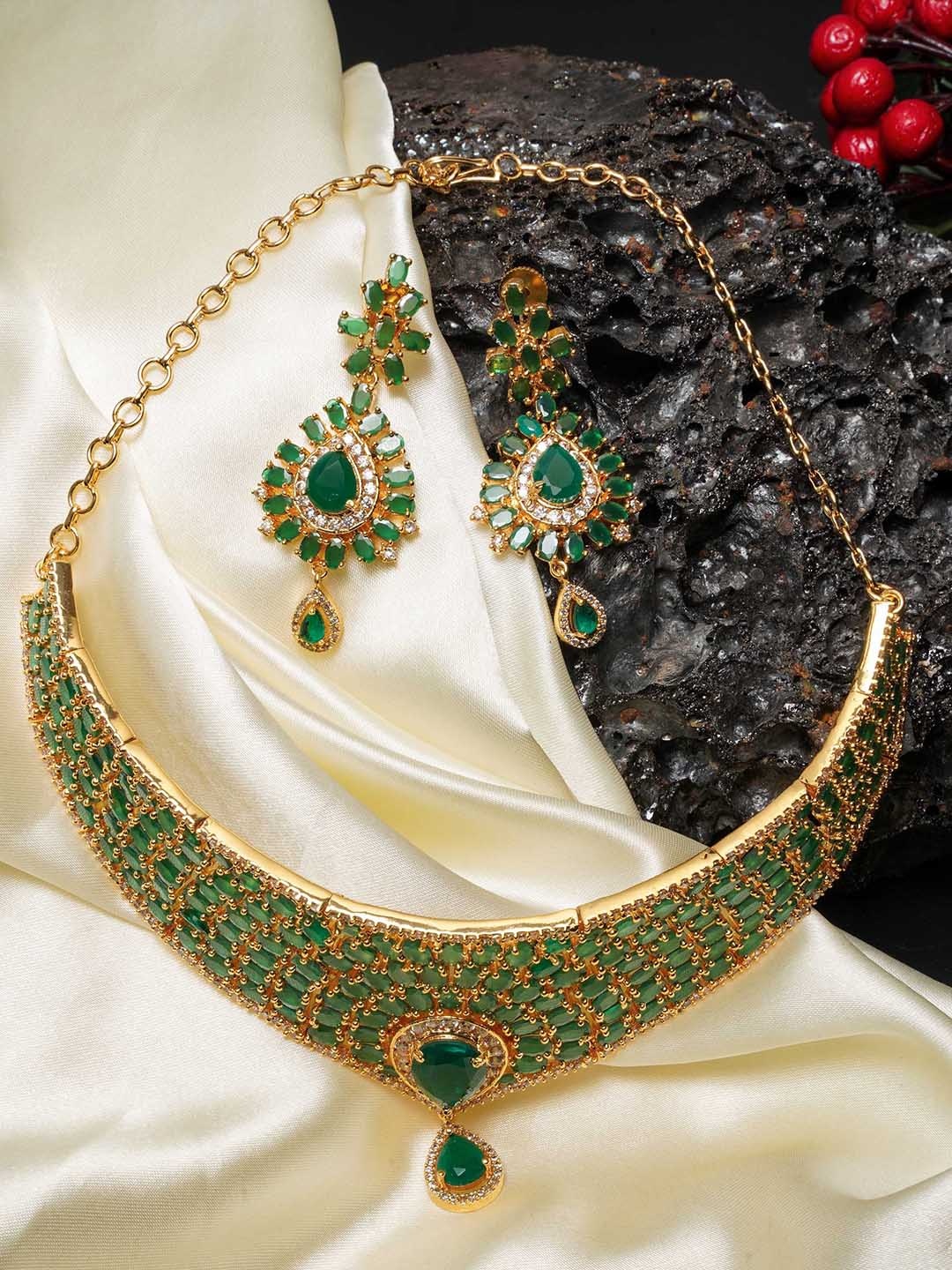 

GRIIHAM Gold-Plated Cubic Zirconia Jewellery Set, Green