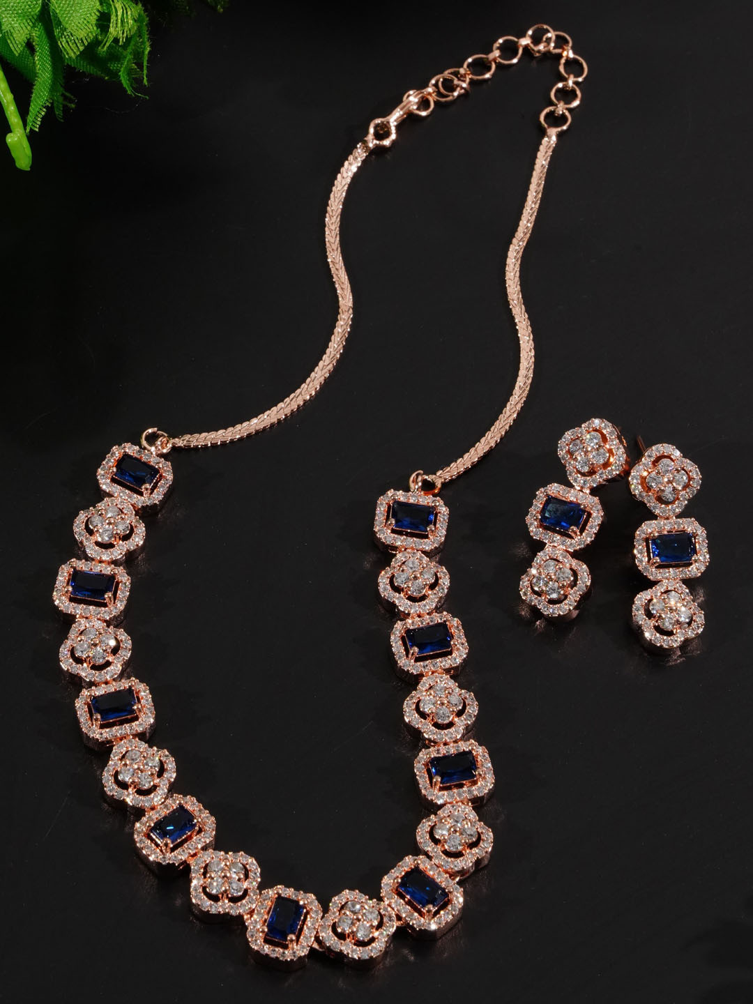 

GRIIHAM White Gold-Plated CZ Studded Jewellery Set, Silver