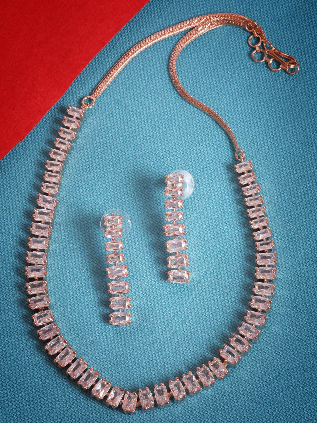 

GRIIHAM Rose Gold-Plated CZ Studded Jewellery Set