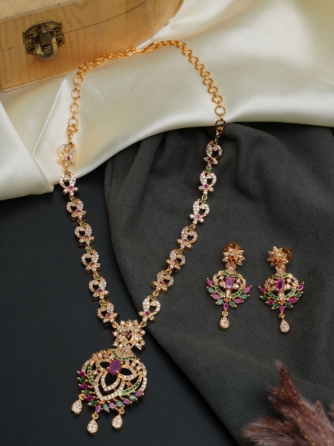 

GRIIHAM Gold-Plated CZ Studded Jewellery Set