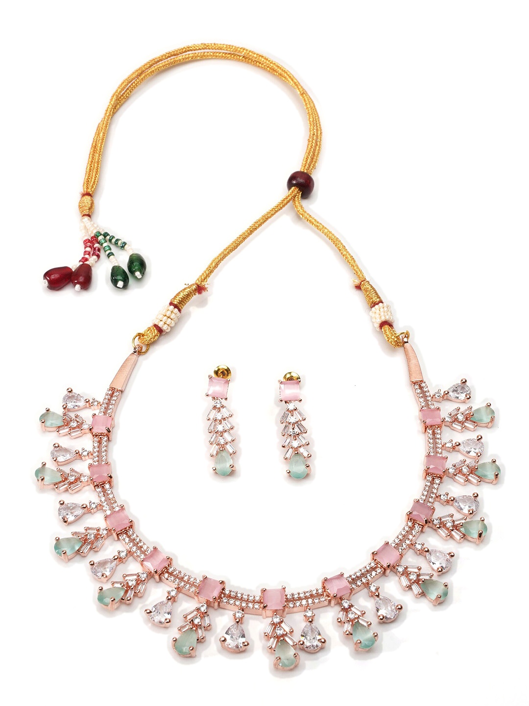 

GRIIHAM Rose Gold Plated CZ-Studded Jewellery Set