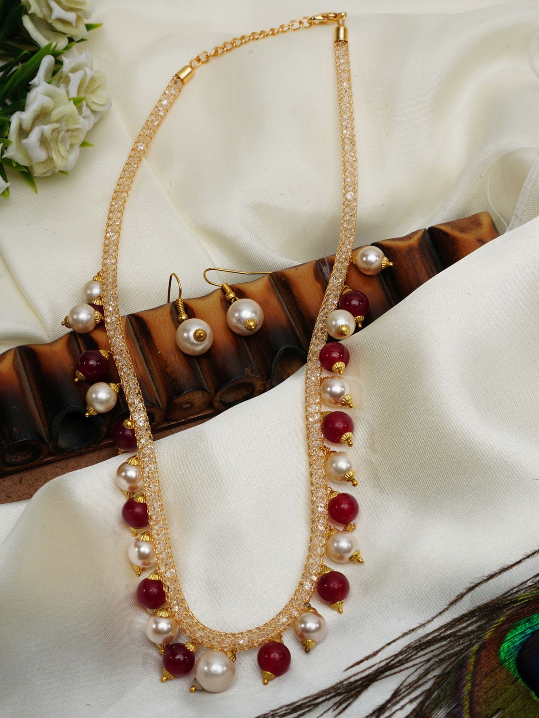 

GRIIHAM Gold-Plated Beaded Jewellery Set, Red