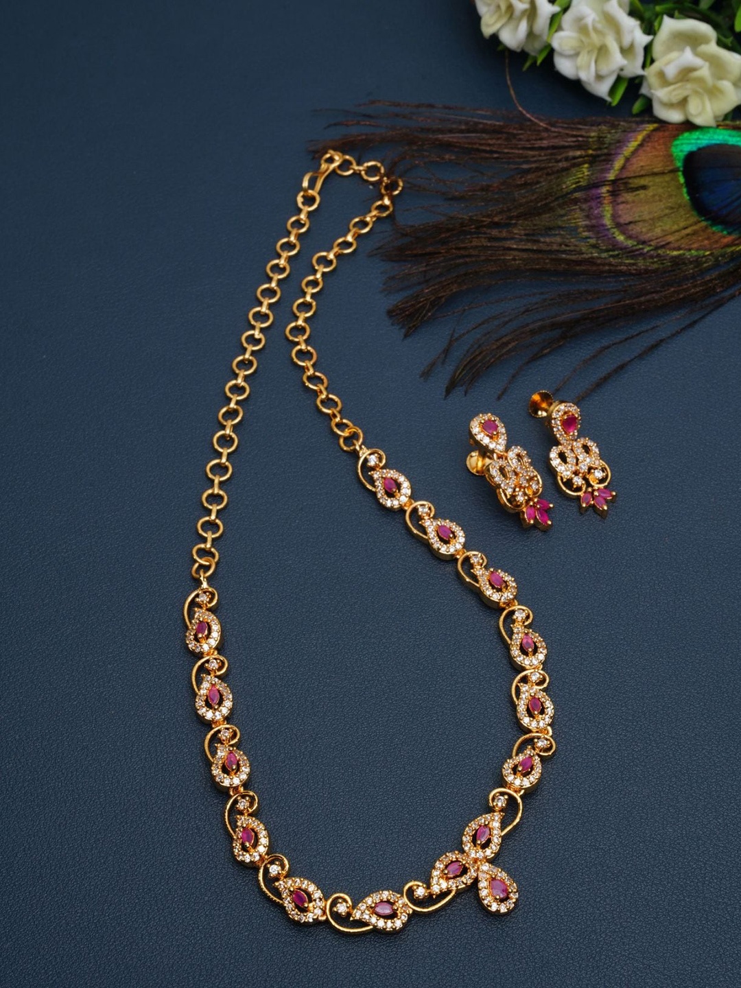 

GRIIHAM Gold-Plated CZ-Studded Jewellery Set