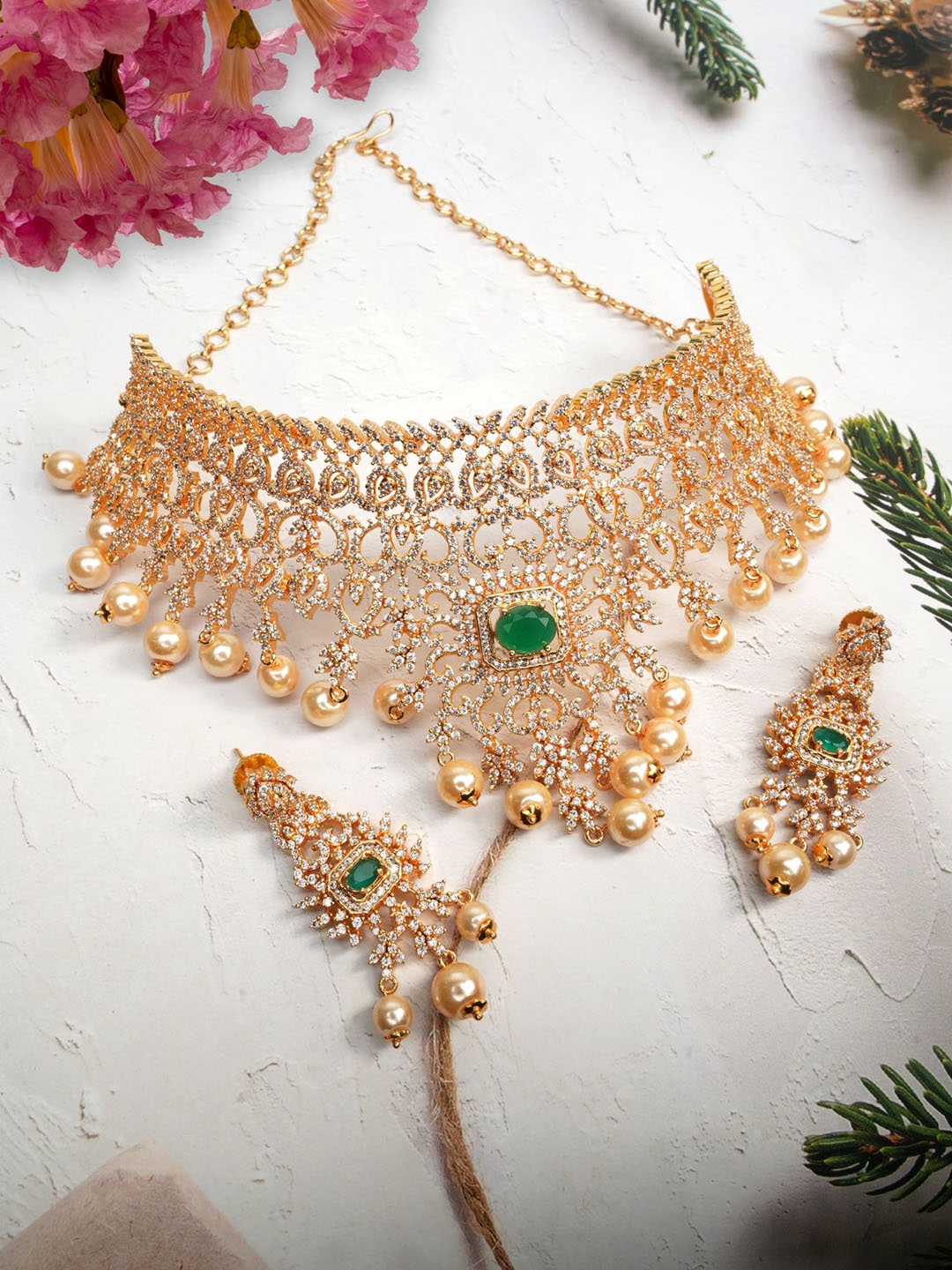 

GRIIHAM Gold-Plated CZ-Studded Jewellery Set