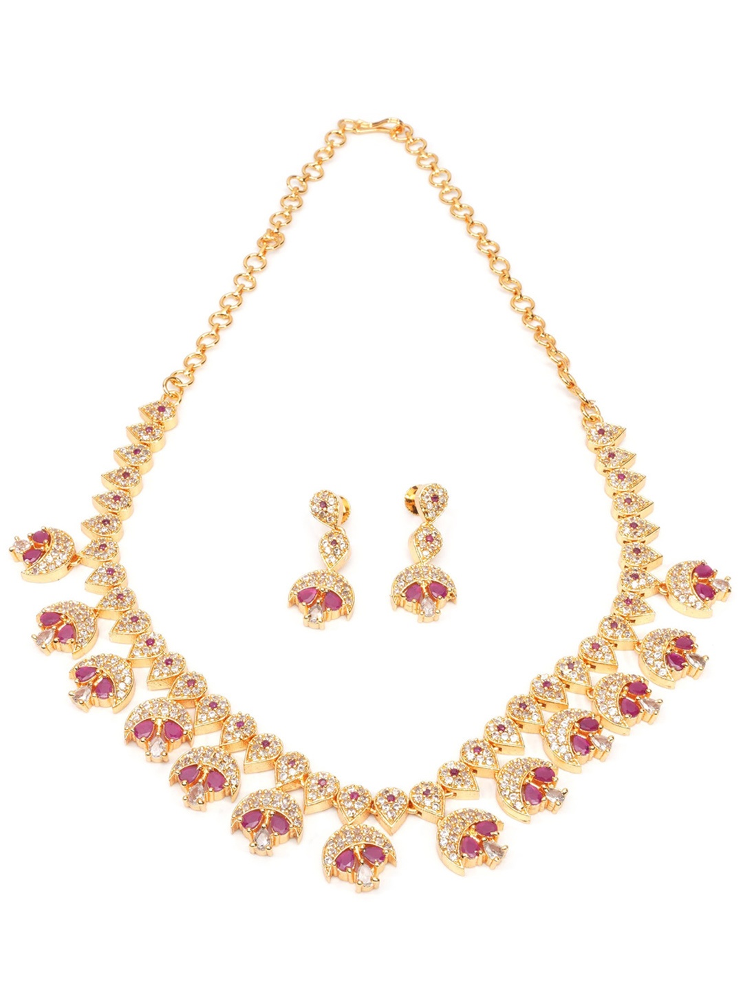

GRIIHAM Gold-Plated & CZ Stone-Studded Jewellery Set