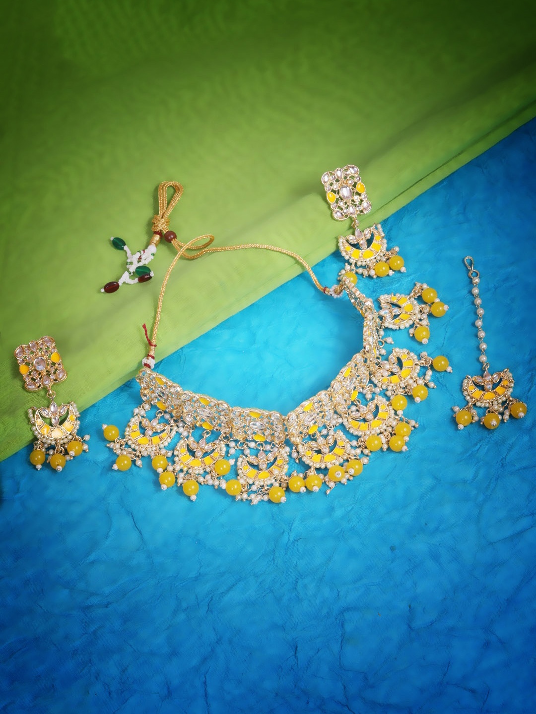 

GRIIHAM Gold-Plated CZ Stone-Studded Jewellery Set