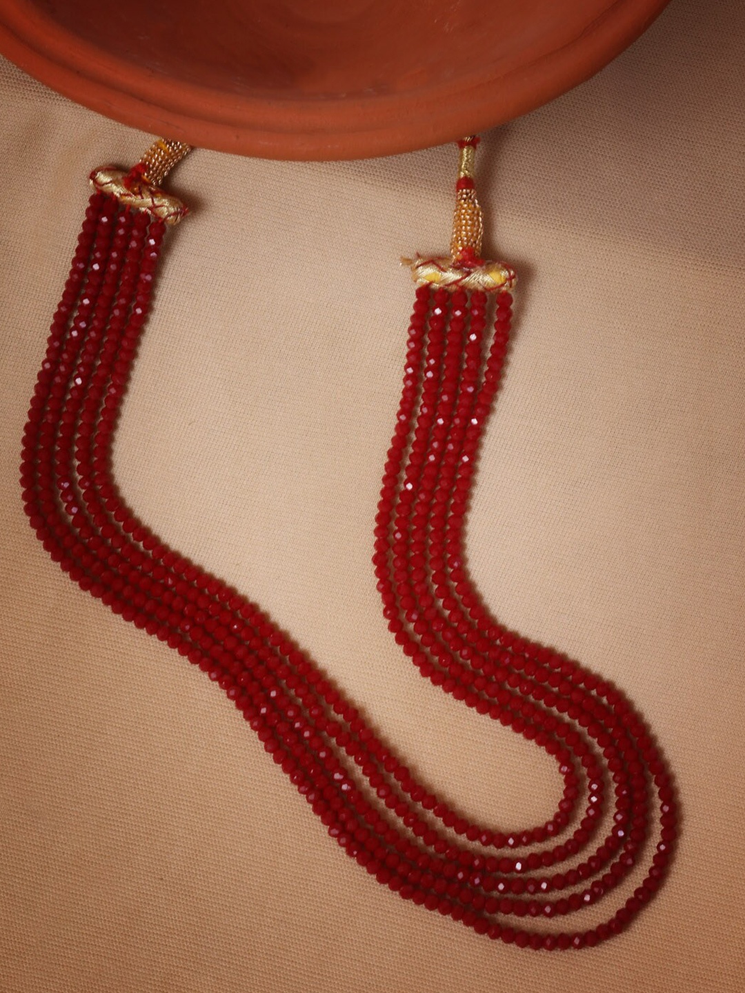 

GRIIHAM Copper 5 Layered Crystal Necklace, Maroon