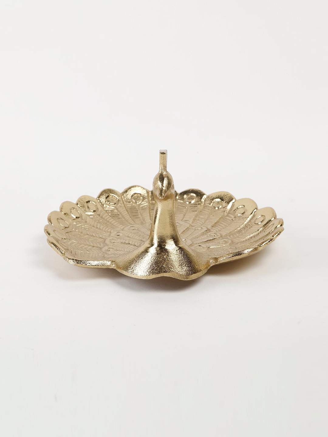 

Home Centre Textured Aluminium Peacock Decorative Platter, Gold