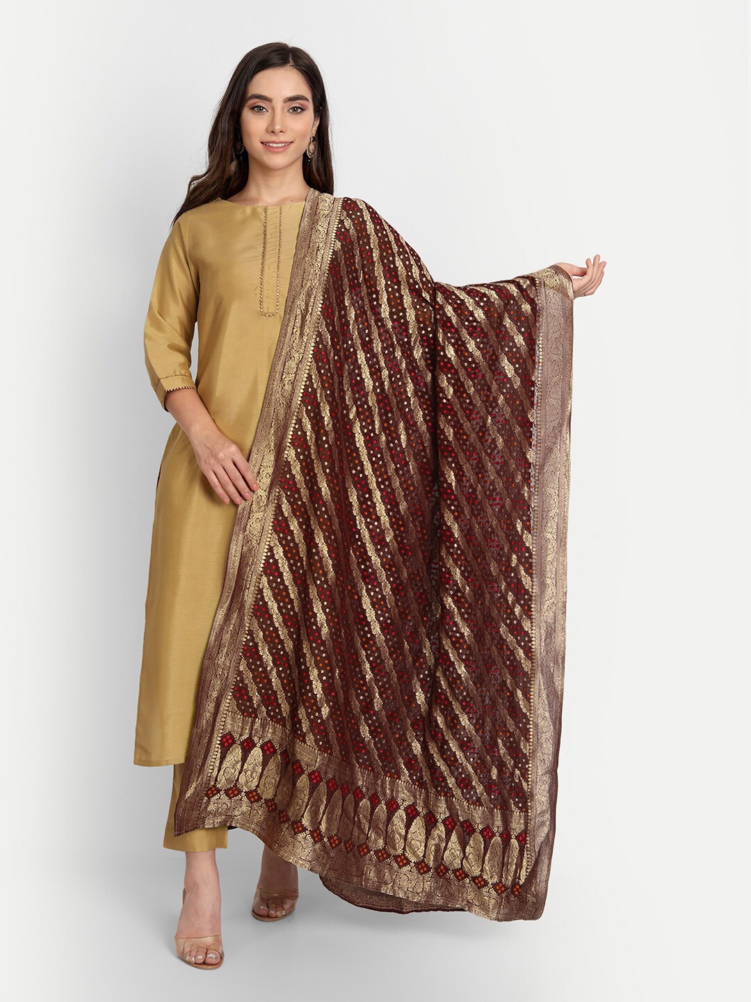 

amraoo Women Floral Woven Design Dupatta, Maroon