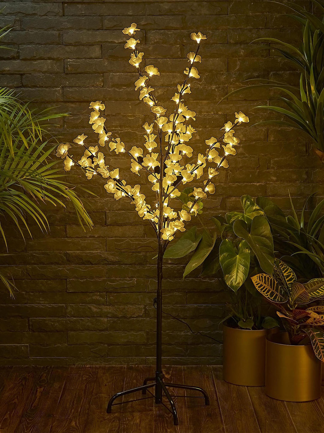 

Home Centre Solid 100 LED Fabric Blossom Tree String Light, Gold