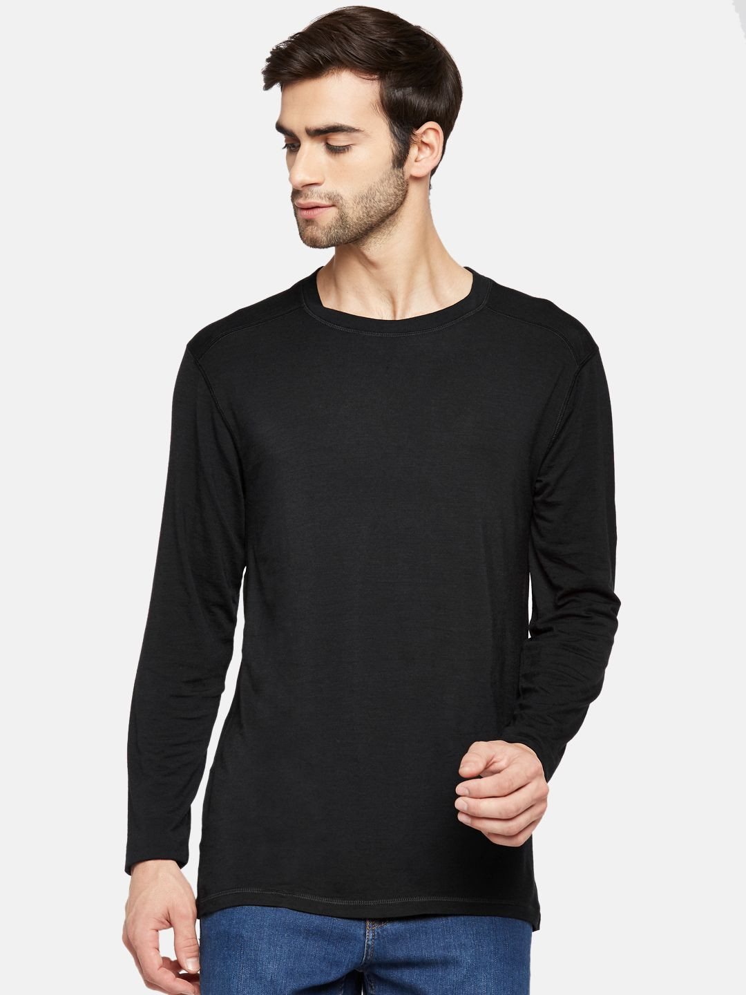 

Kosha Men's Black Merino Wool & Bamboo Lightweight Heat Retention Thermal Top