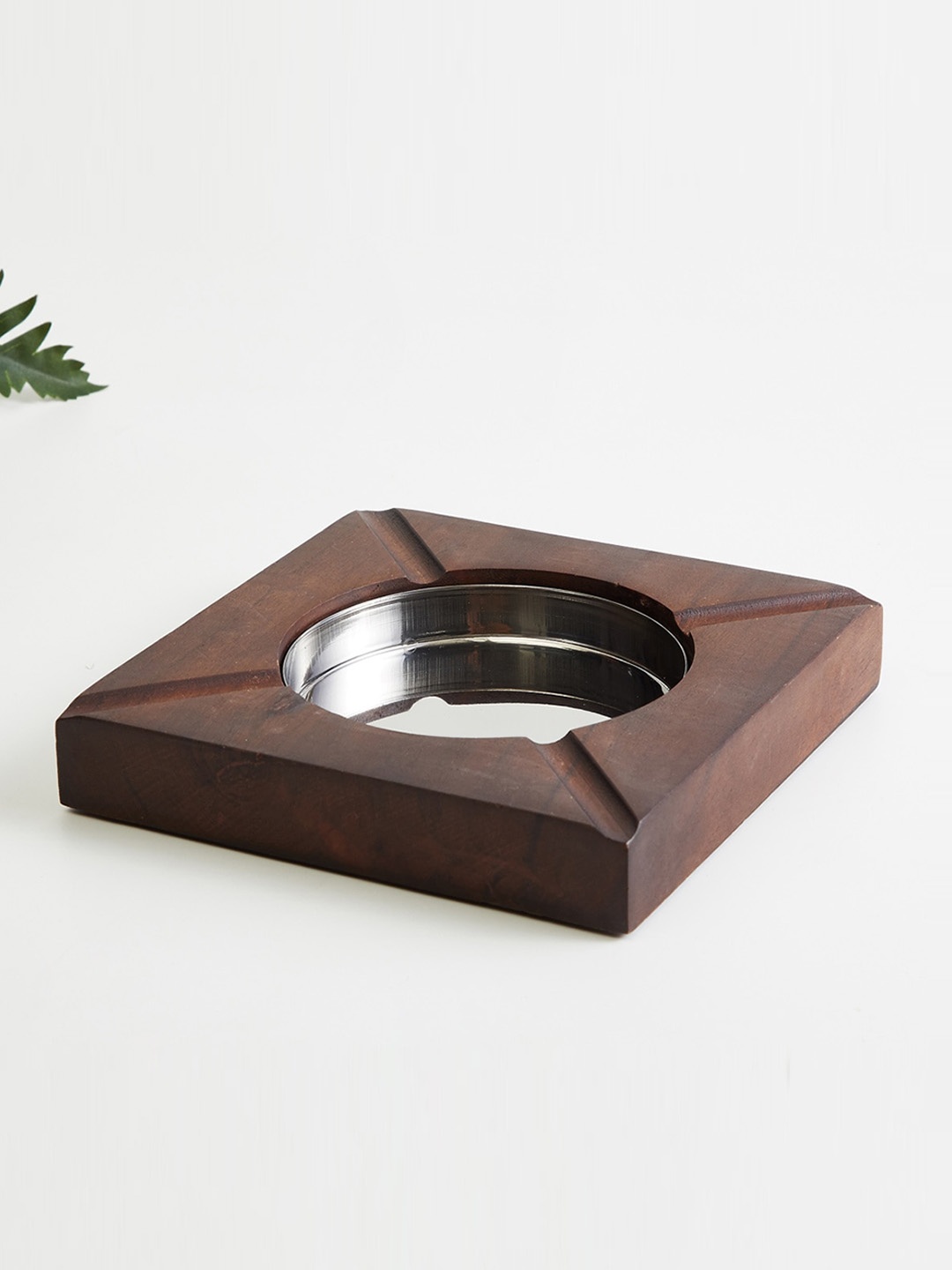 

Home Centre Solid Stainless Steel Square Ash Tray, Brown
