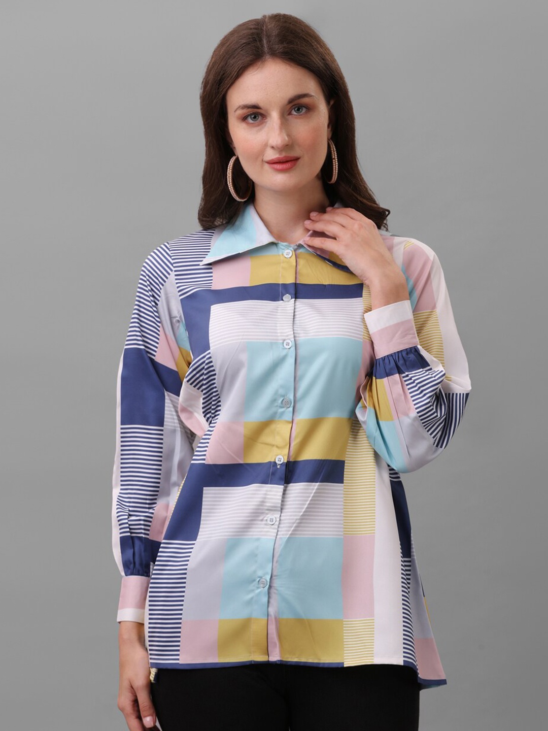 

Masakali Co Women Multicoloured Relaxed Semi Sheer Checked Casual Shirt, Multi