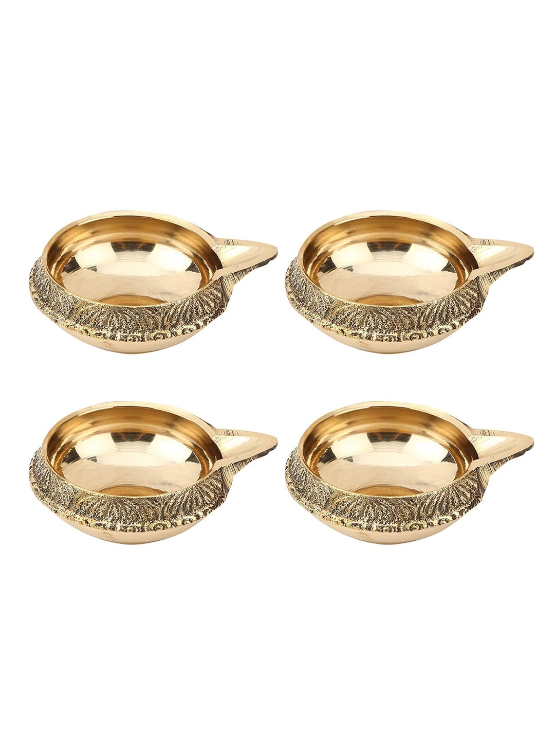 

TIED RIBBONS Set Of 4 Solid Brass Oil Lamp Diyas, Gold