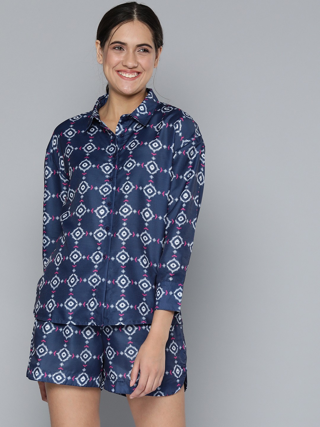 

HERE&NOW Printed Night suit, Blue