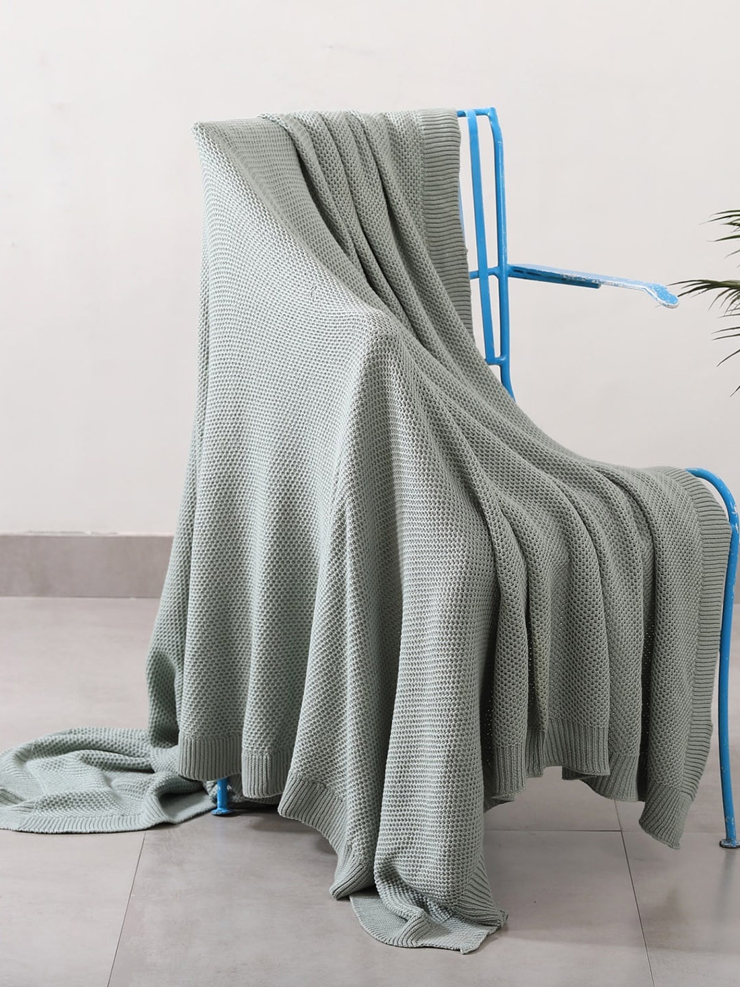 

HANDICRAFT PALACE Textured Soft Hand Knitted Blanket Throw, Green