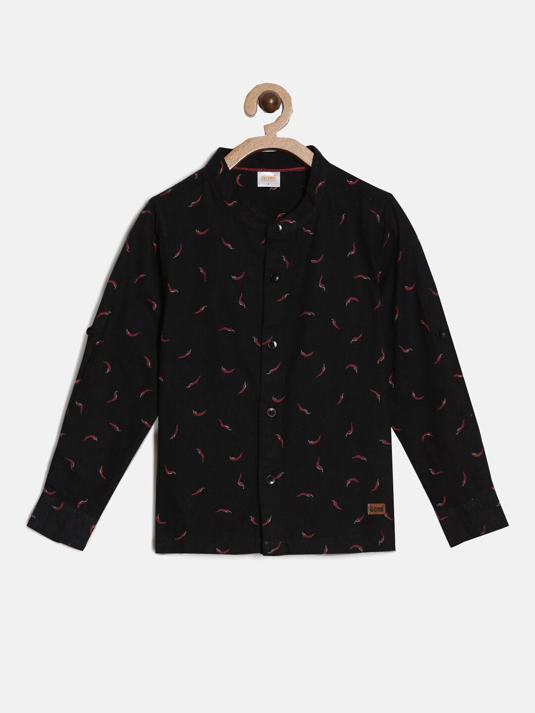 

Aomi Boys Black Sheer Printed Casual Shirt