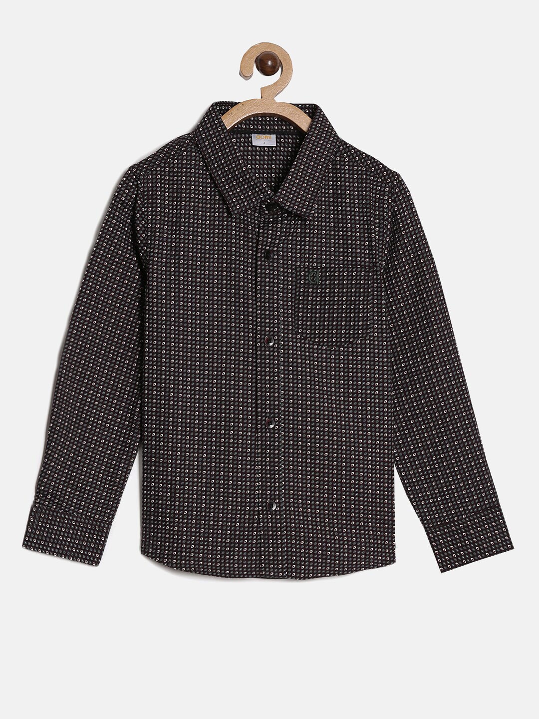 

Aomi Boys Brown Sheer Printed Casual Shirt