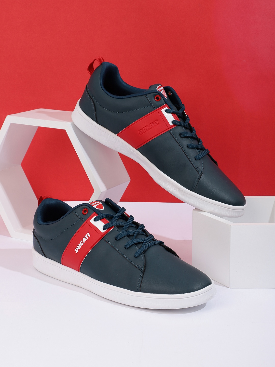 

Ducati Men Navy Blue & Red Solid Sneakers