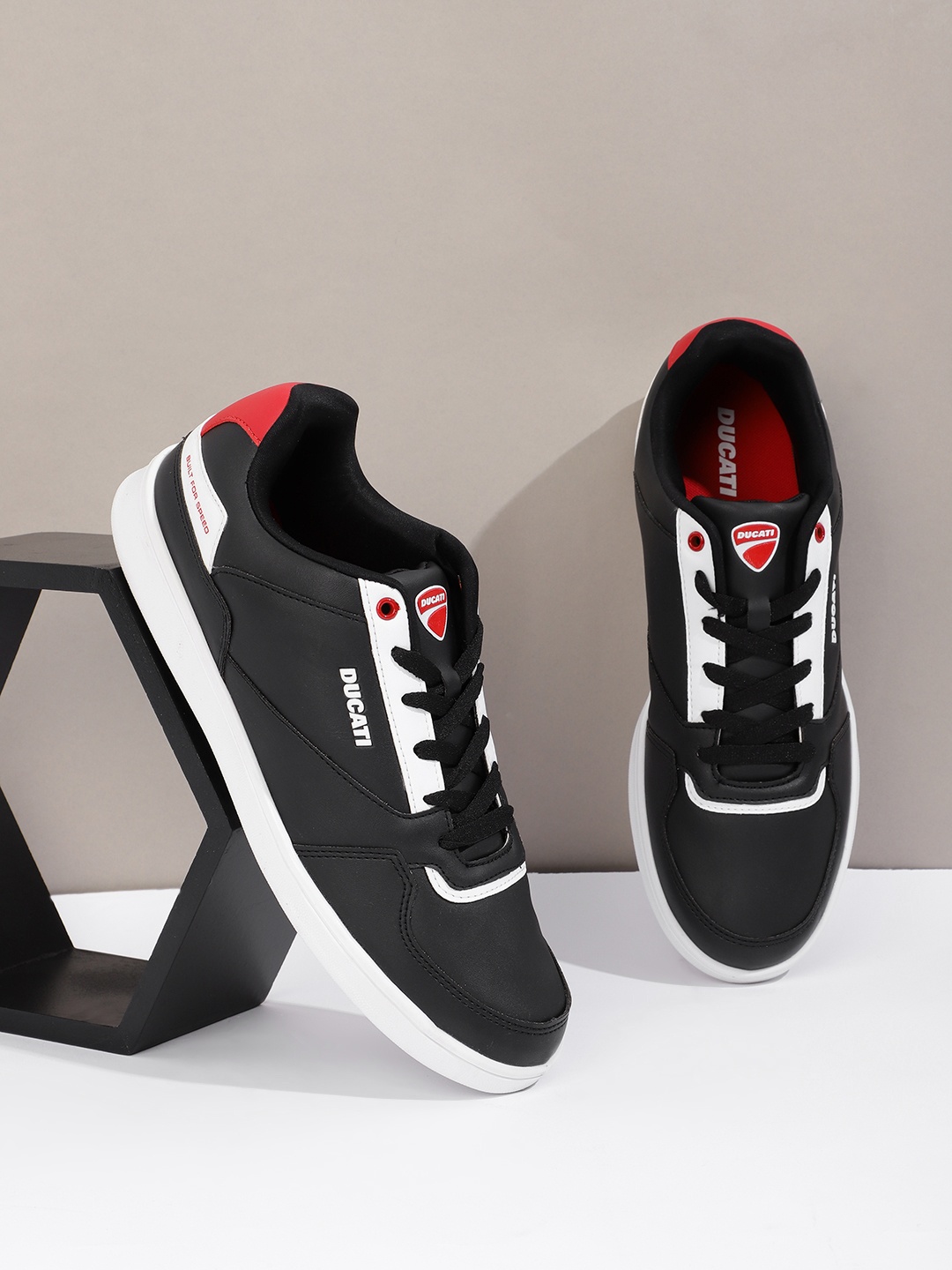 

Ducati Men Black & White Solid Sneakers