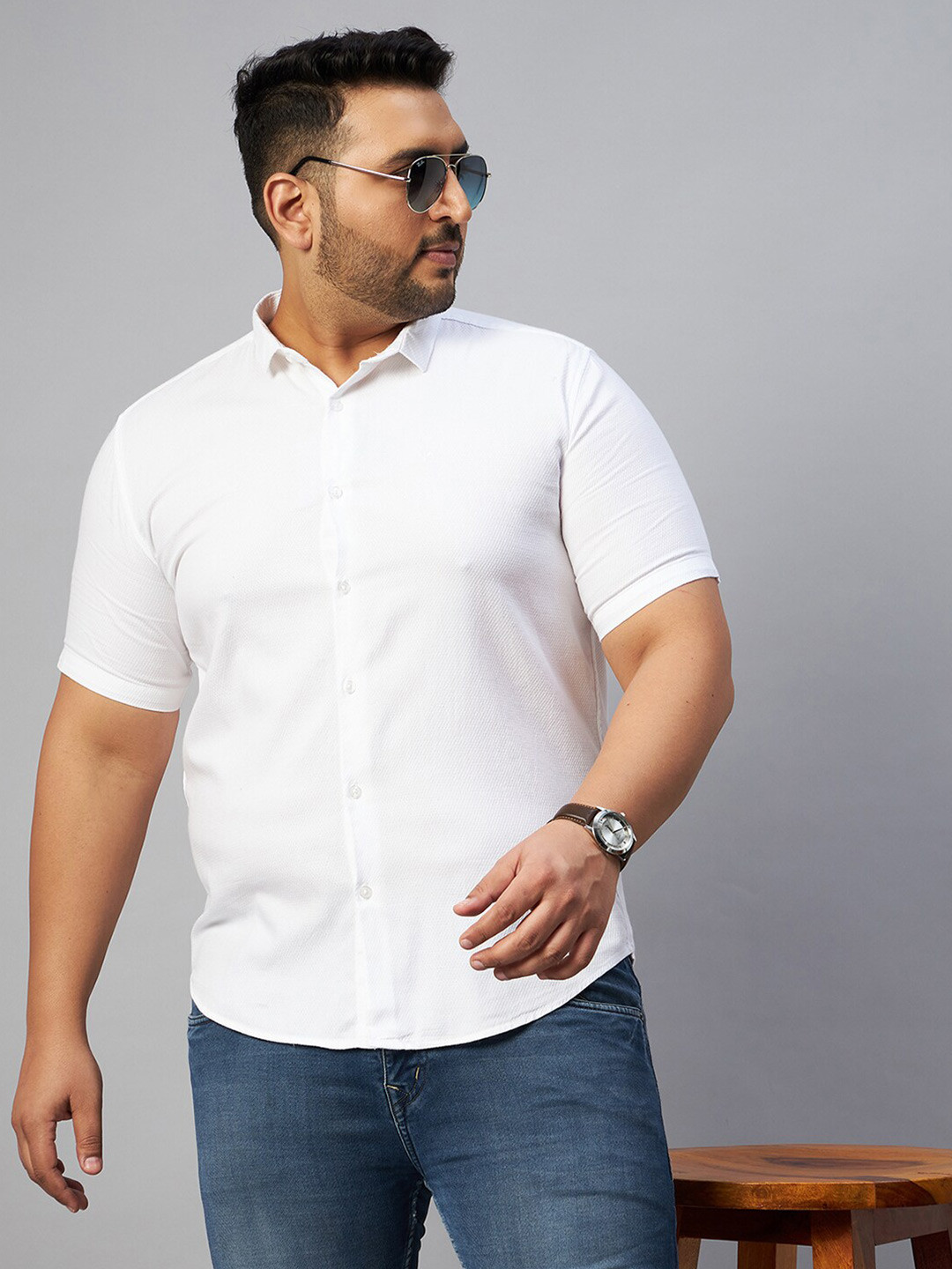 

SHOWOFF Plus Men Plus Size Comfort Cotton Casual Shirt, White