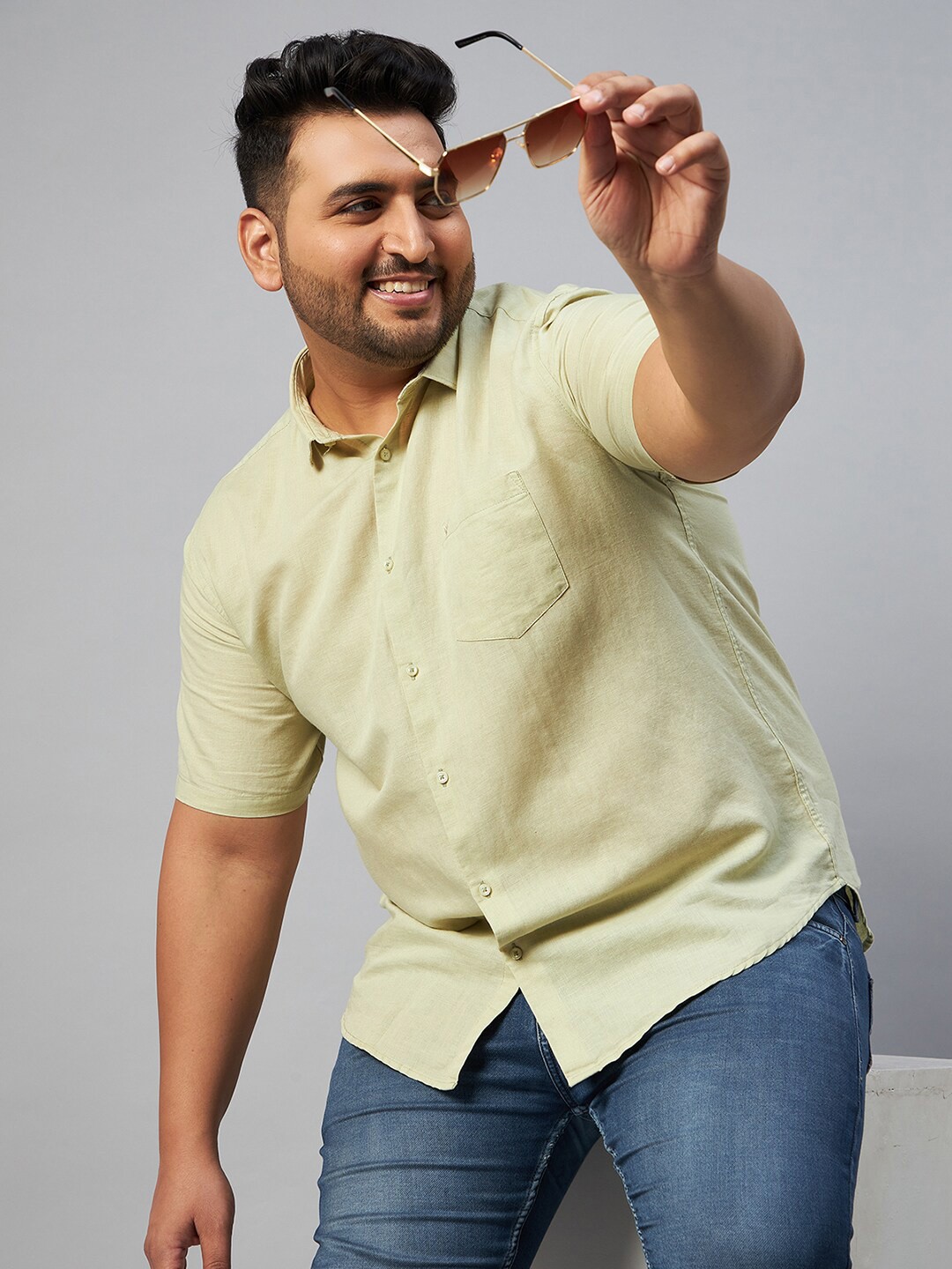 

SHOWOFF Plus Men Plus Size Comfort Casual Shirt, Green