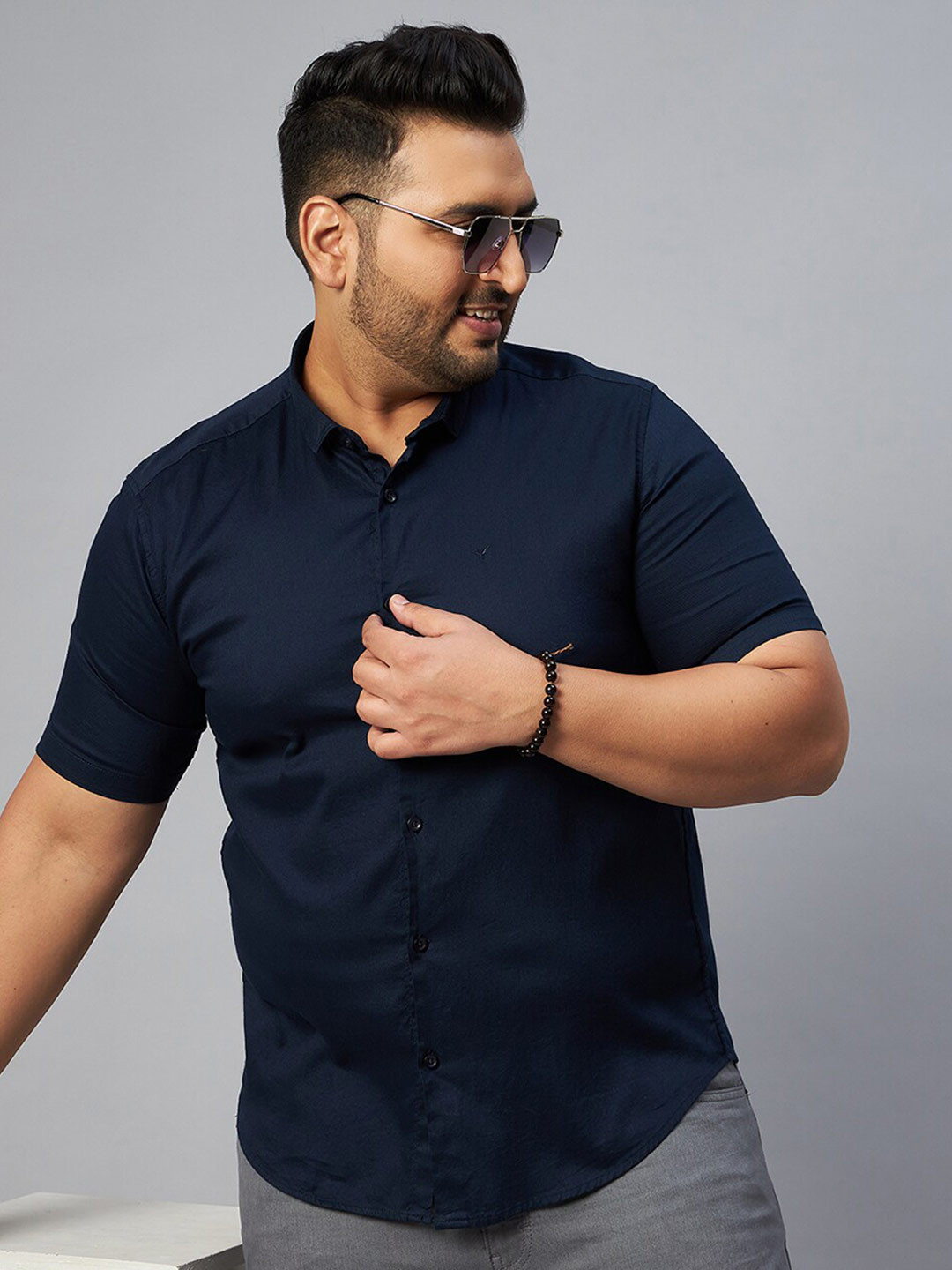 

SHOWOFF Plus Men Plus Size Comfort Casual Shirt, Navy blue