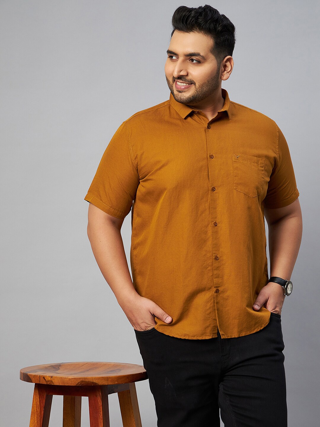 

SHOWOFF Plus Men Plus Size Comfort Casual Shirt, Bronze