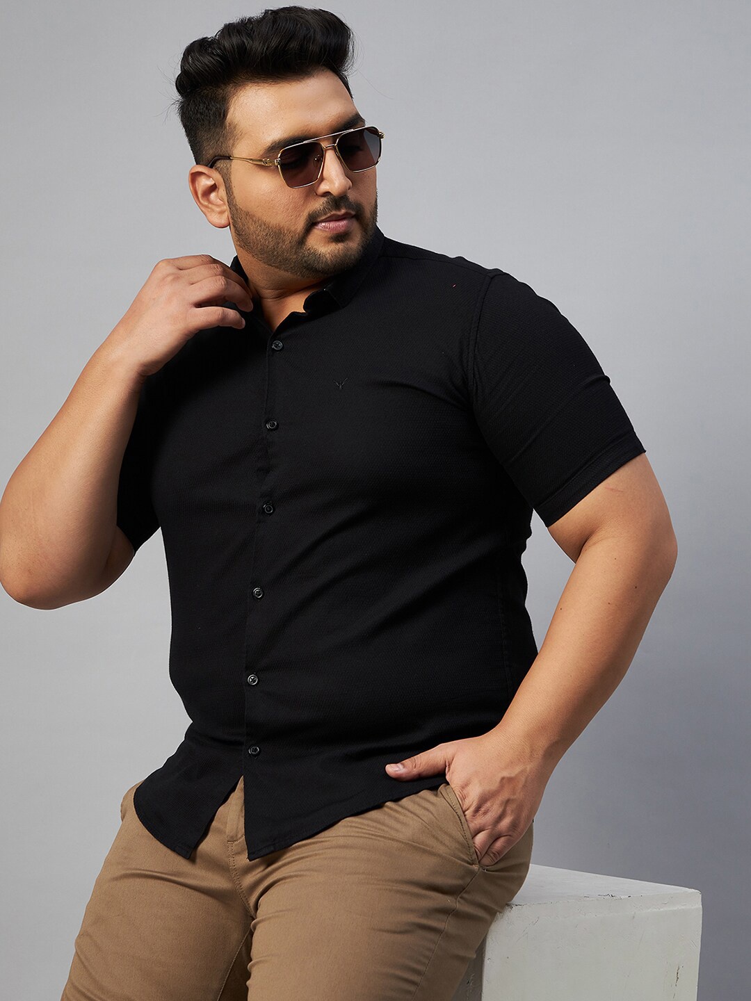 

SHOWOFF Plus Men Plus Size Comfort Casual Shirt, Black