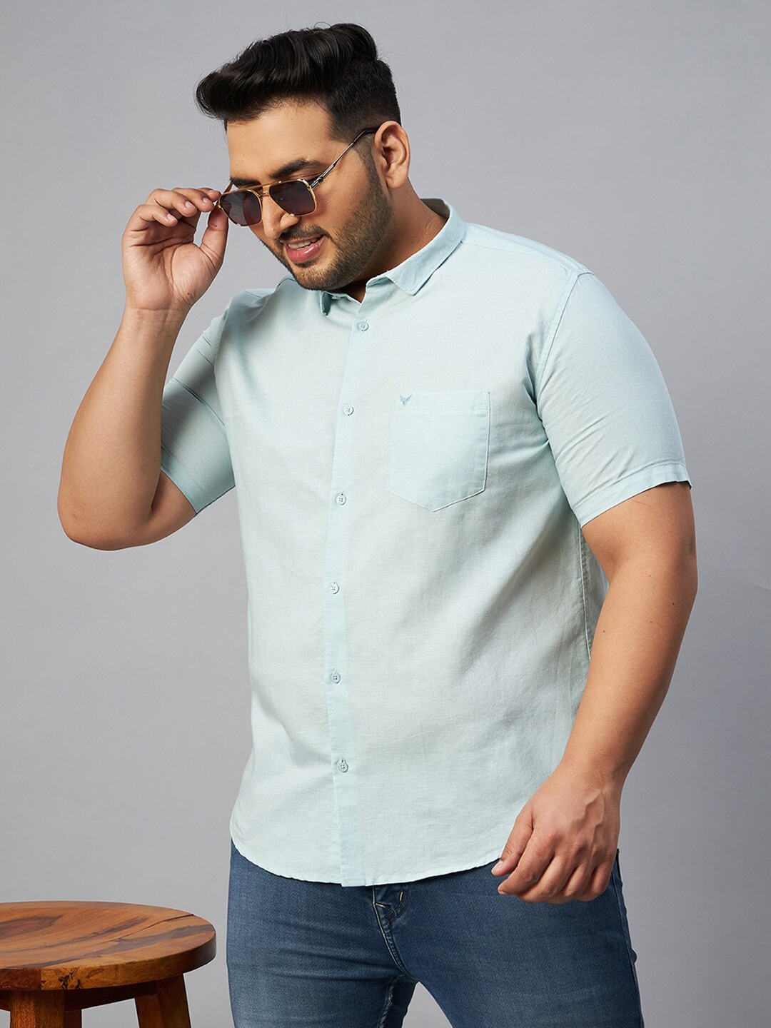 

SHOWOFF Plus Men Plus Size Comfort Casual Shirt, Sea green