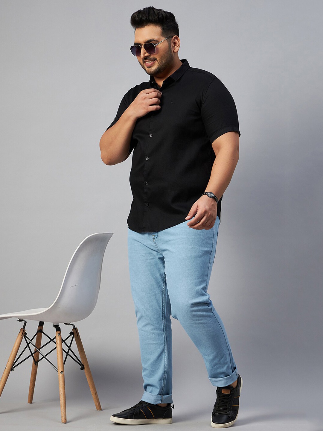 

SHOWOFF Plus Men Plus Size Comfort Casual Shirt, Black