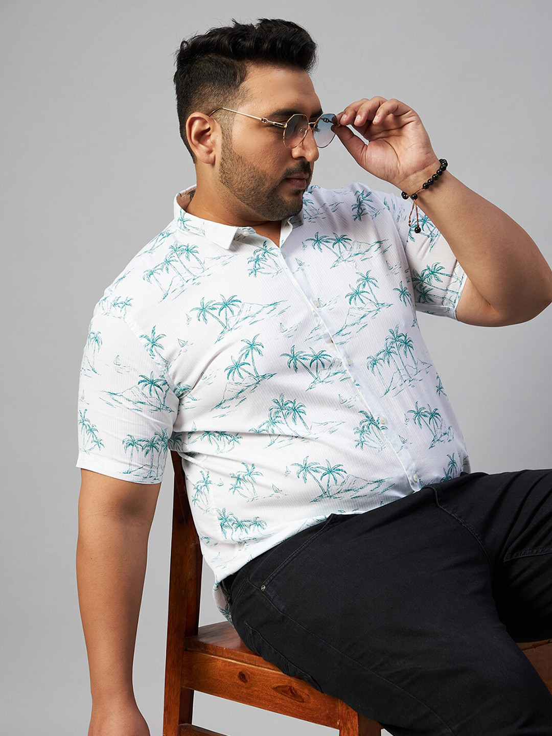 

SHOWOFF Plus Men Plus Size Comfort Printed Casual Shirt, White