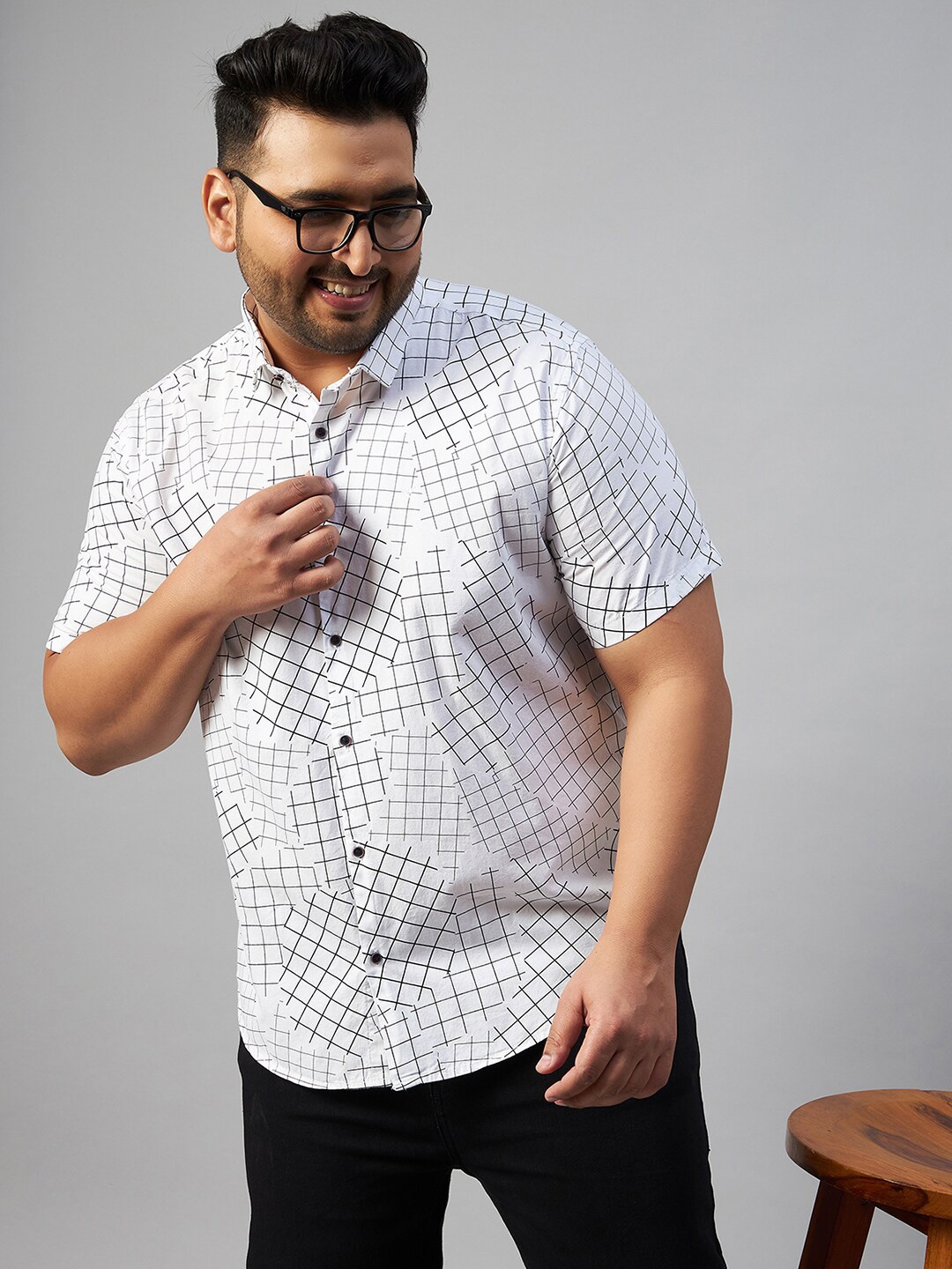 

SHOWOFF Plus Men Plus Size Comfort Printed Casual Shirt, White