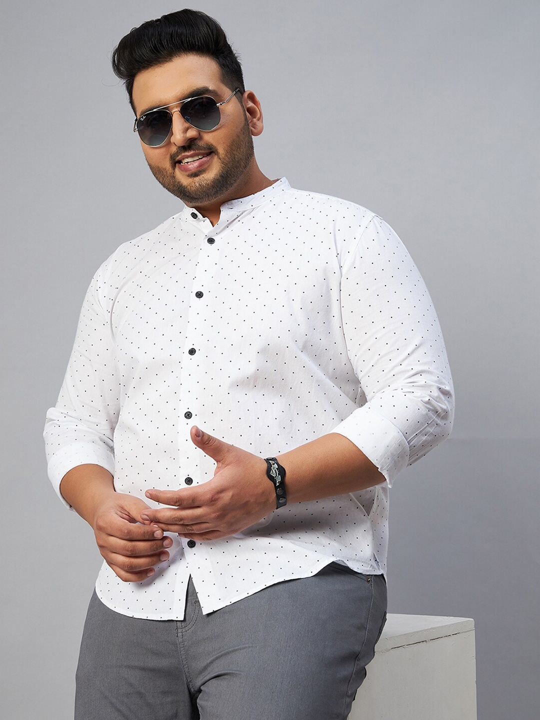 

SHOWOFF Plus Men Plus Size Comfort Printed Casual Shirt, White