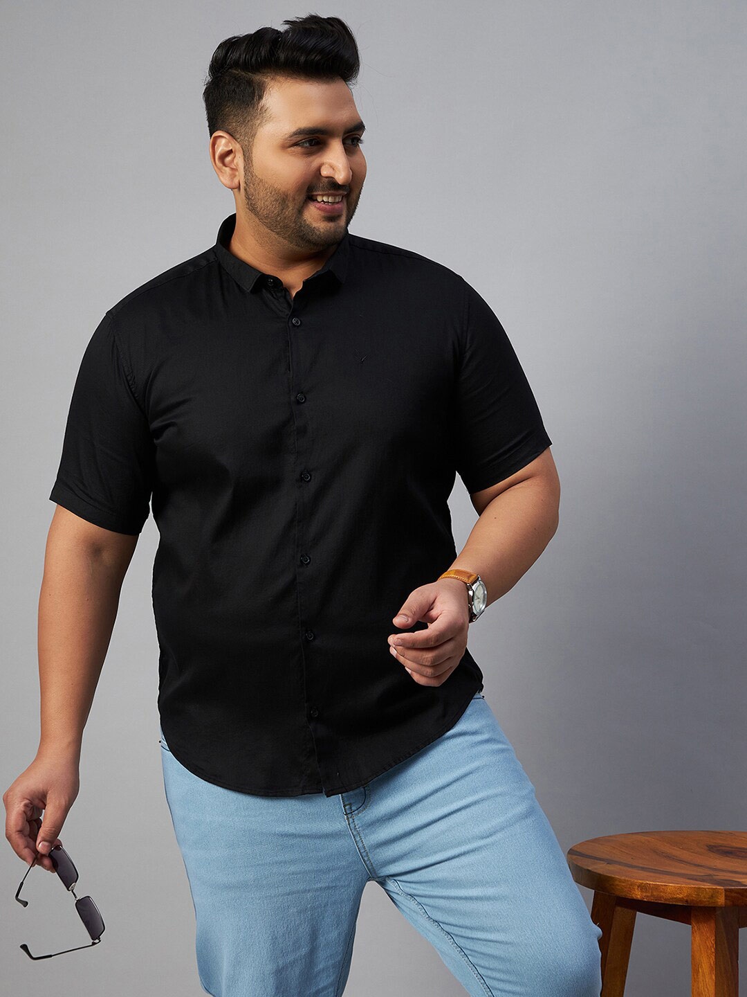 

SHOWOFF Plus Men Plus Size Comfort Casual Shirt, Black
