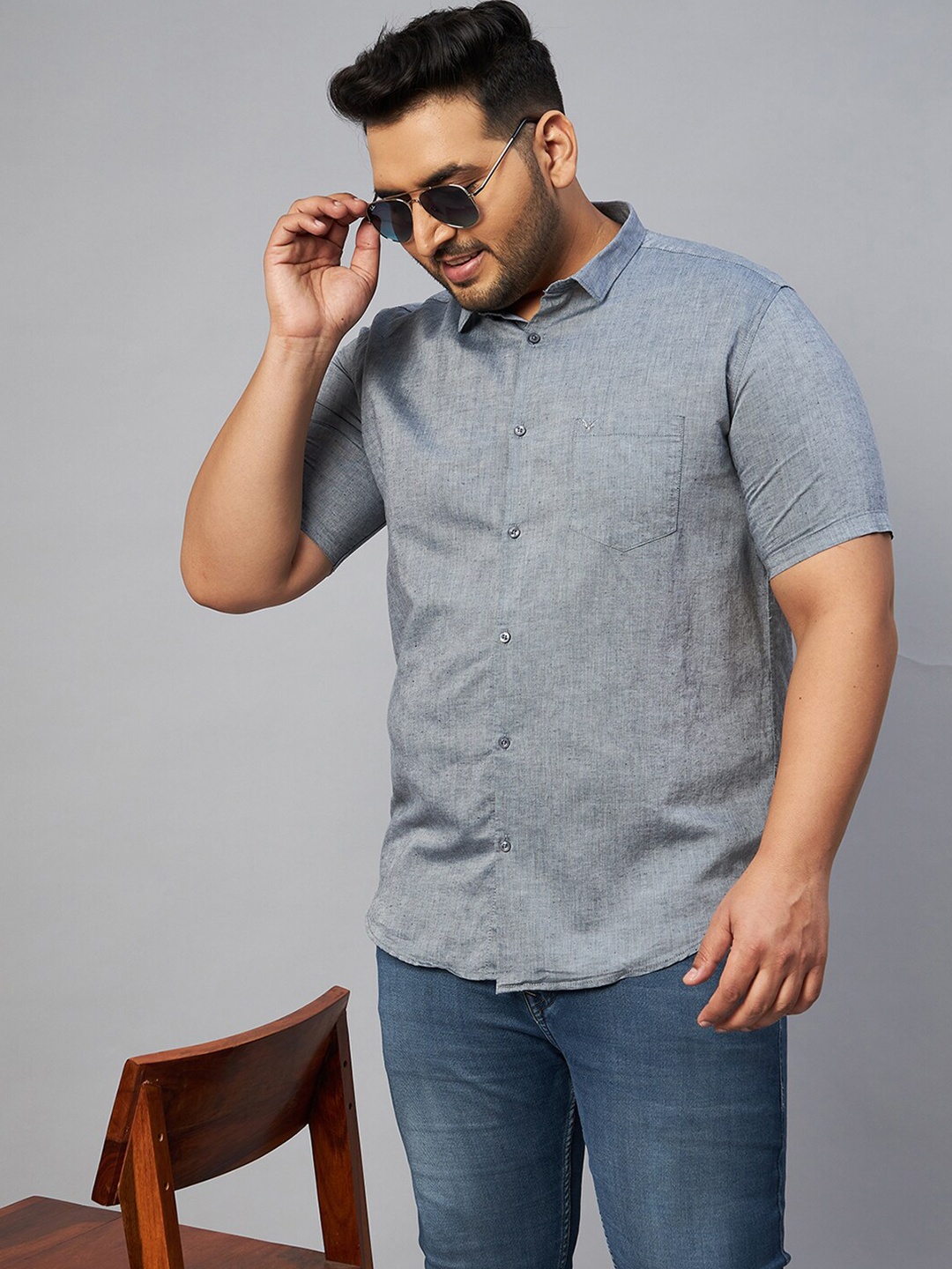 

SHOWOFF Plus Men Plus Size Comfort Casual Shirt, Grey