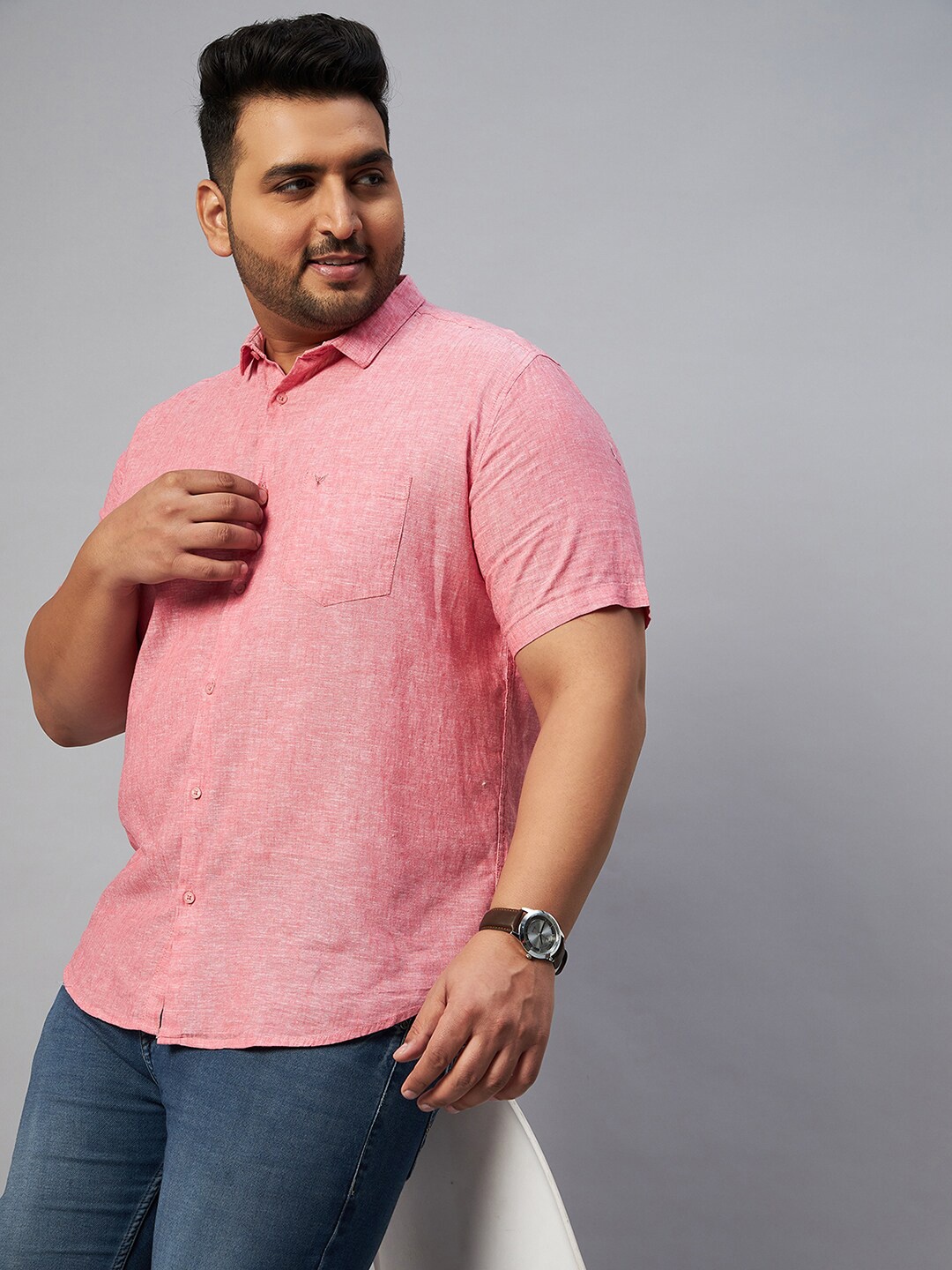 

SHOWOFF Plus Men Plus Size Comfort Casual Shirt, Coral
