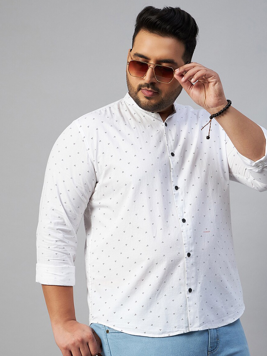 

SHOWOFF Plus Men Plus Size Comfort Printed Casual Shirt, White