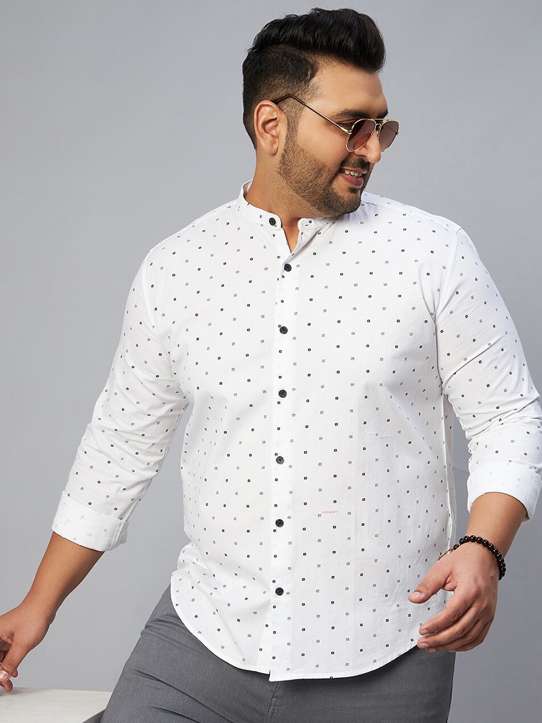 

SHOWOFF Plus Men Plus Size Comfort Printed Casual Shirt, White