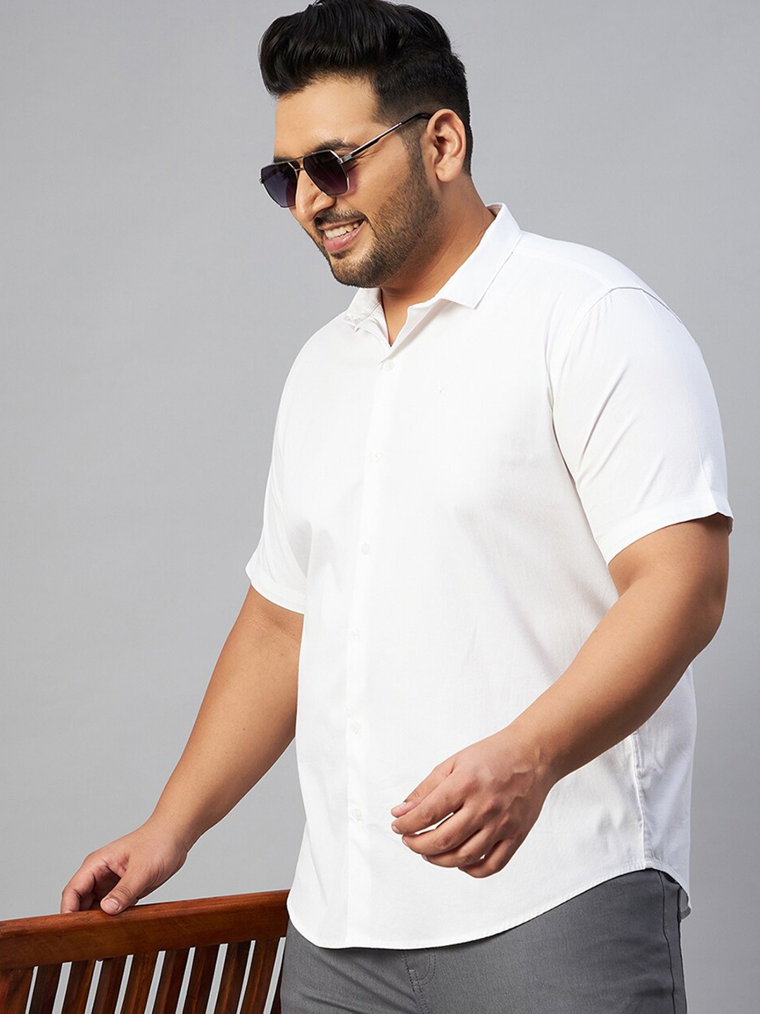 

SHOWOFF Plus Men White Plus Size Comfort Casual Shirt