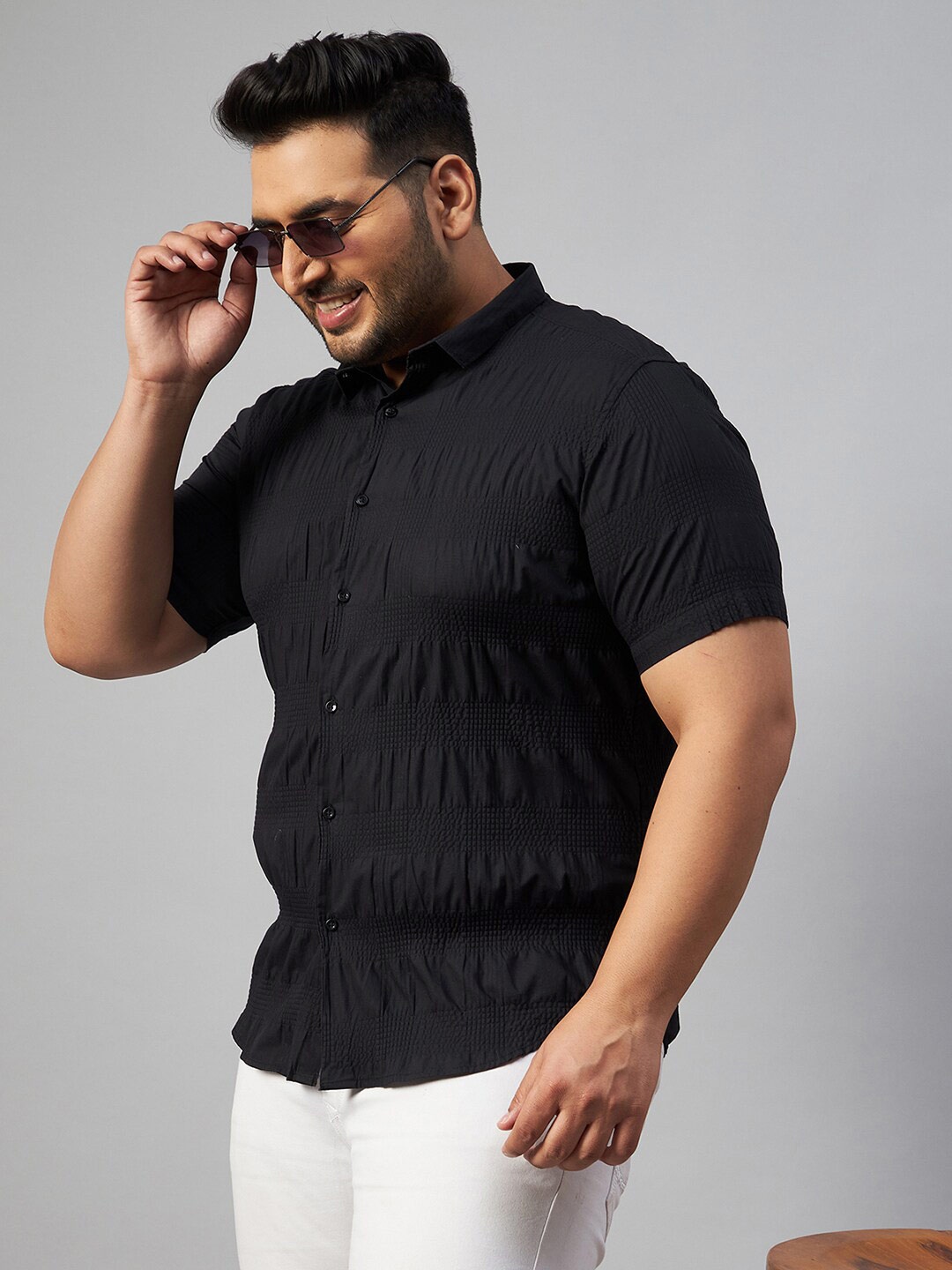 

SHOWOFF Plus Size Men Comfort Cotton Casual Shirt, Black