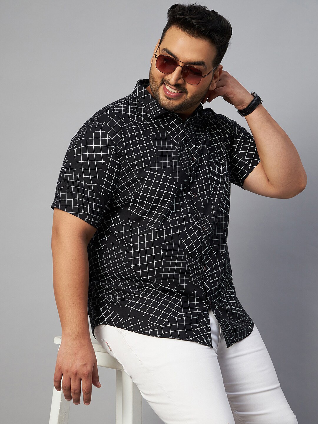 

SHOWOFF Plus Men Comfort Checked Casual Cotton Shirt, Black