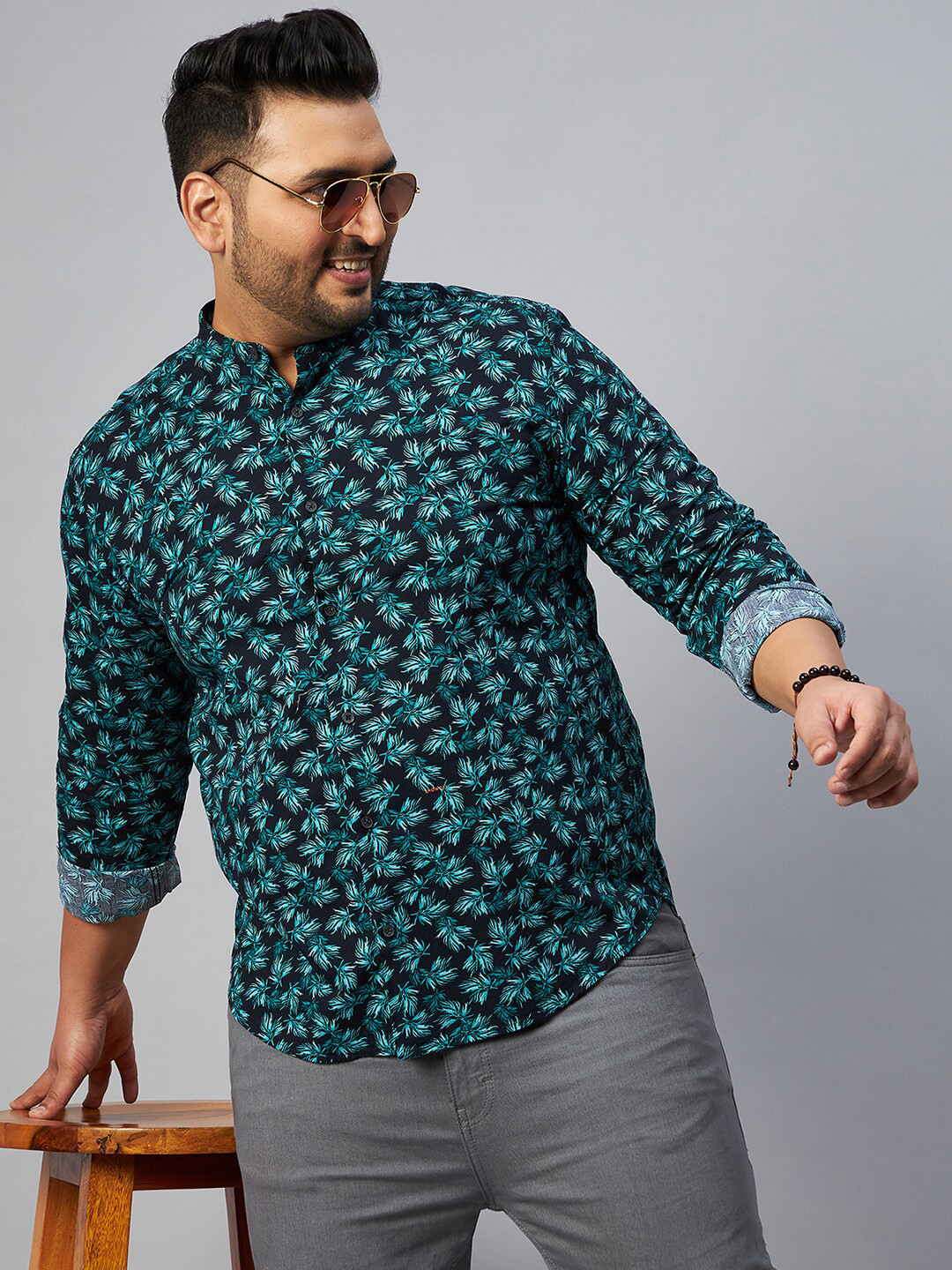 

SHOWOFF Plus Men Comfort Printed Casual Cotton Shirt, Green