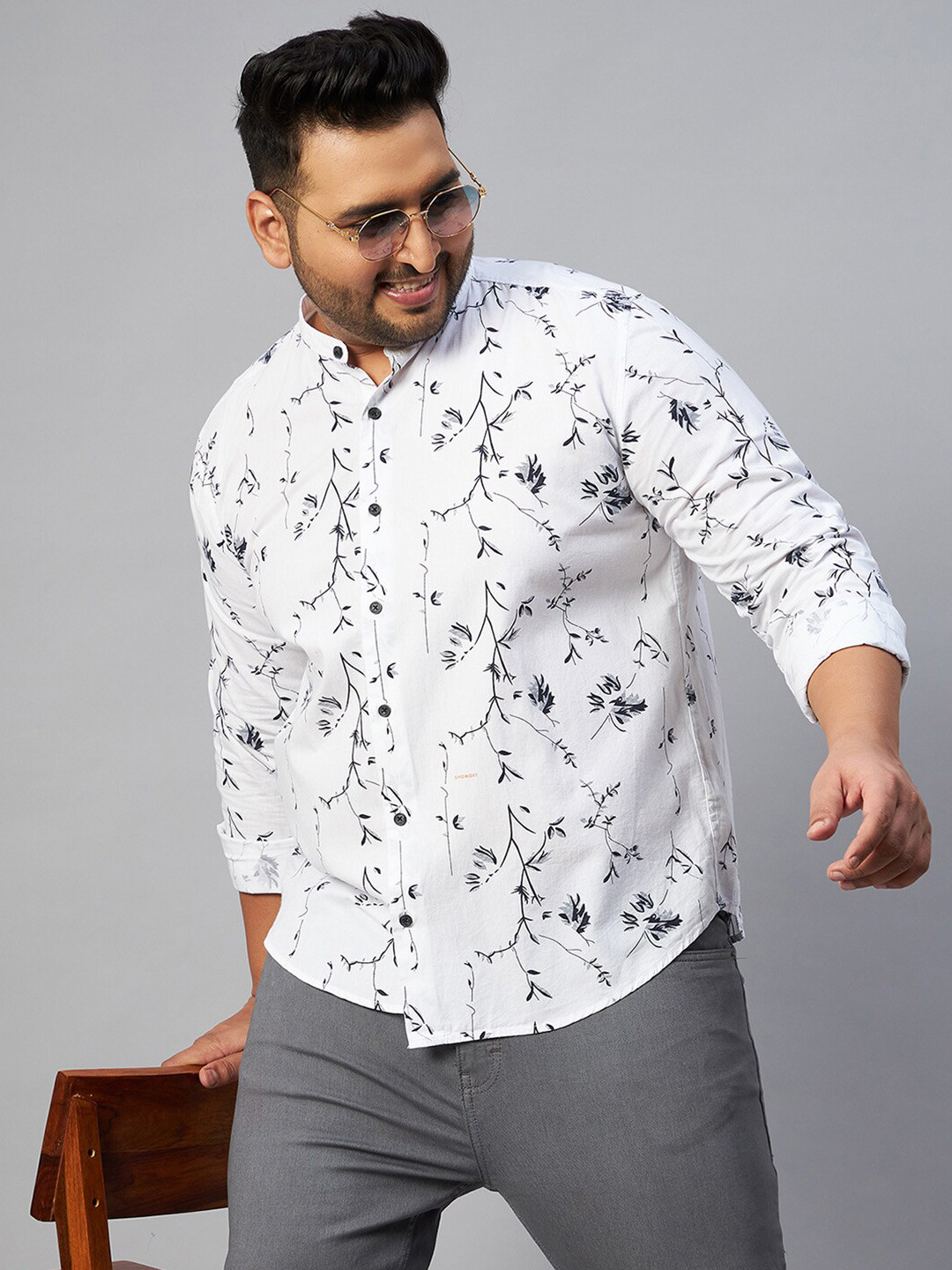 

SHOWOFF Plus Men Comfort Floral Printed Casual Cotton Shirt, White