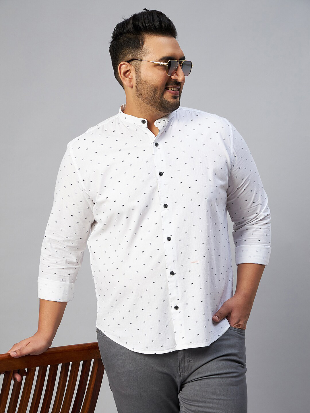 

SHOWOFF Plus Men Comfort Fit Printed Casual Cotton Shirt, White