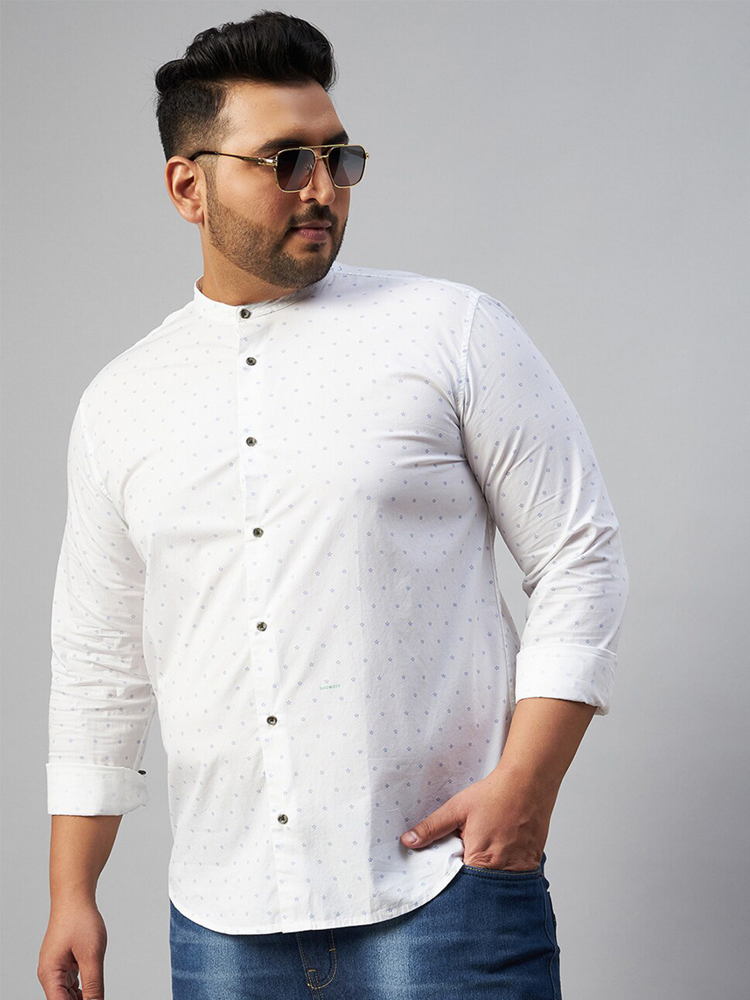

SHOWOFF Plus Men Plus Size Comfort Micro Ditsy Cotton Casual Shirt, Off white