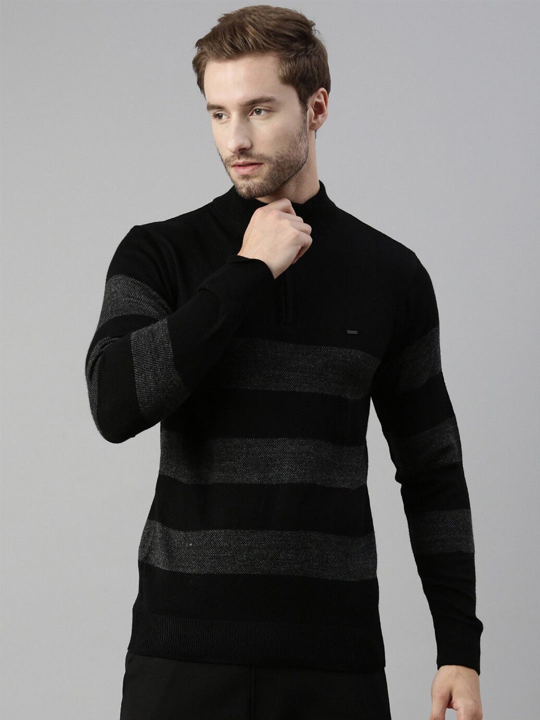 

Proline Active Men Striped Pullover, Black