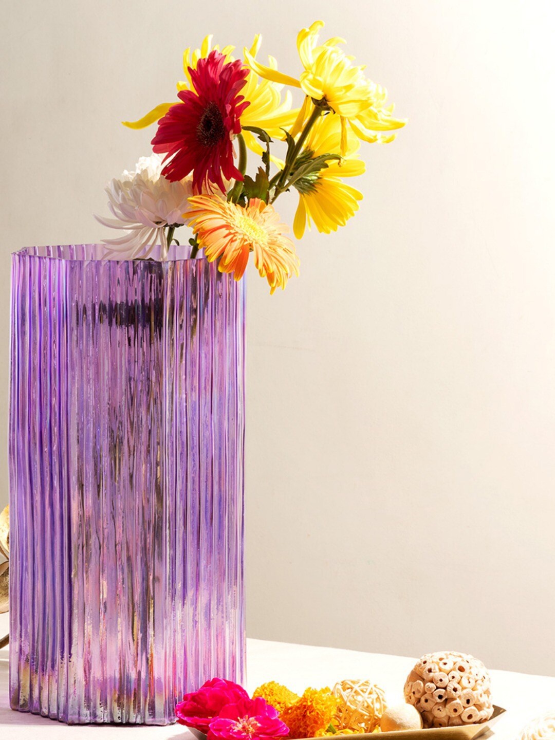 

The 7 DeKor purple Textured Glass Cylindrical Vase