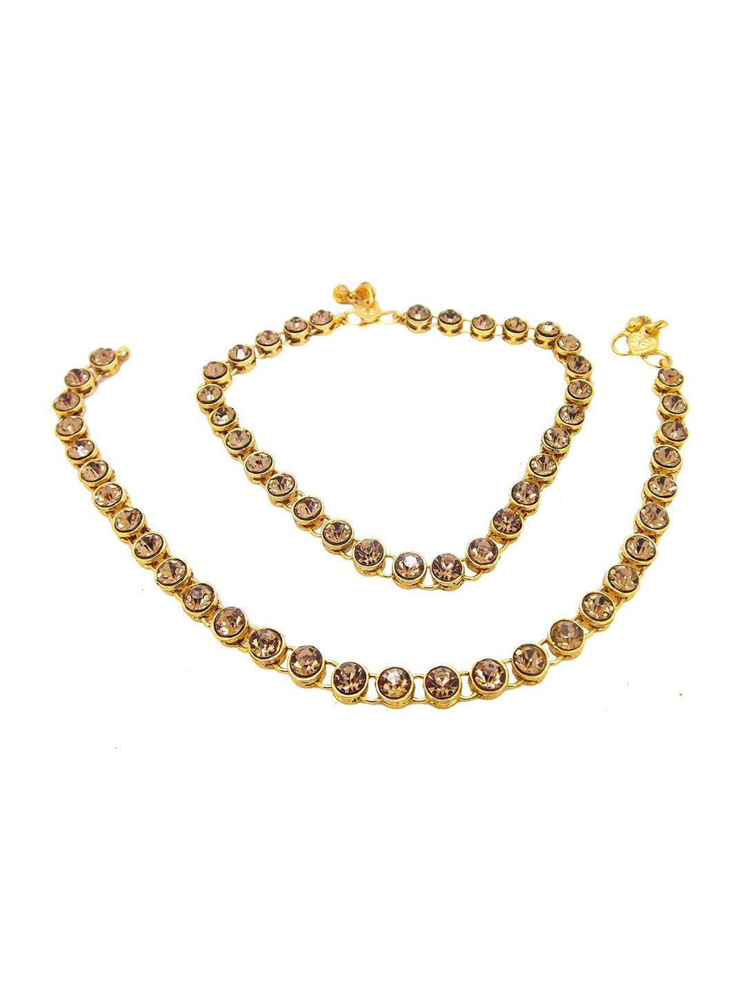 

FEMMIBELLA Set Of 2 Gold-Plated Stone-Studded Anklets